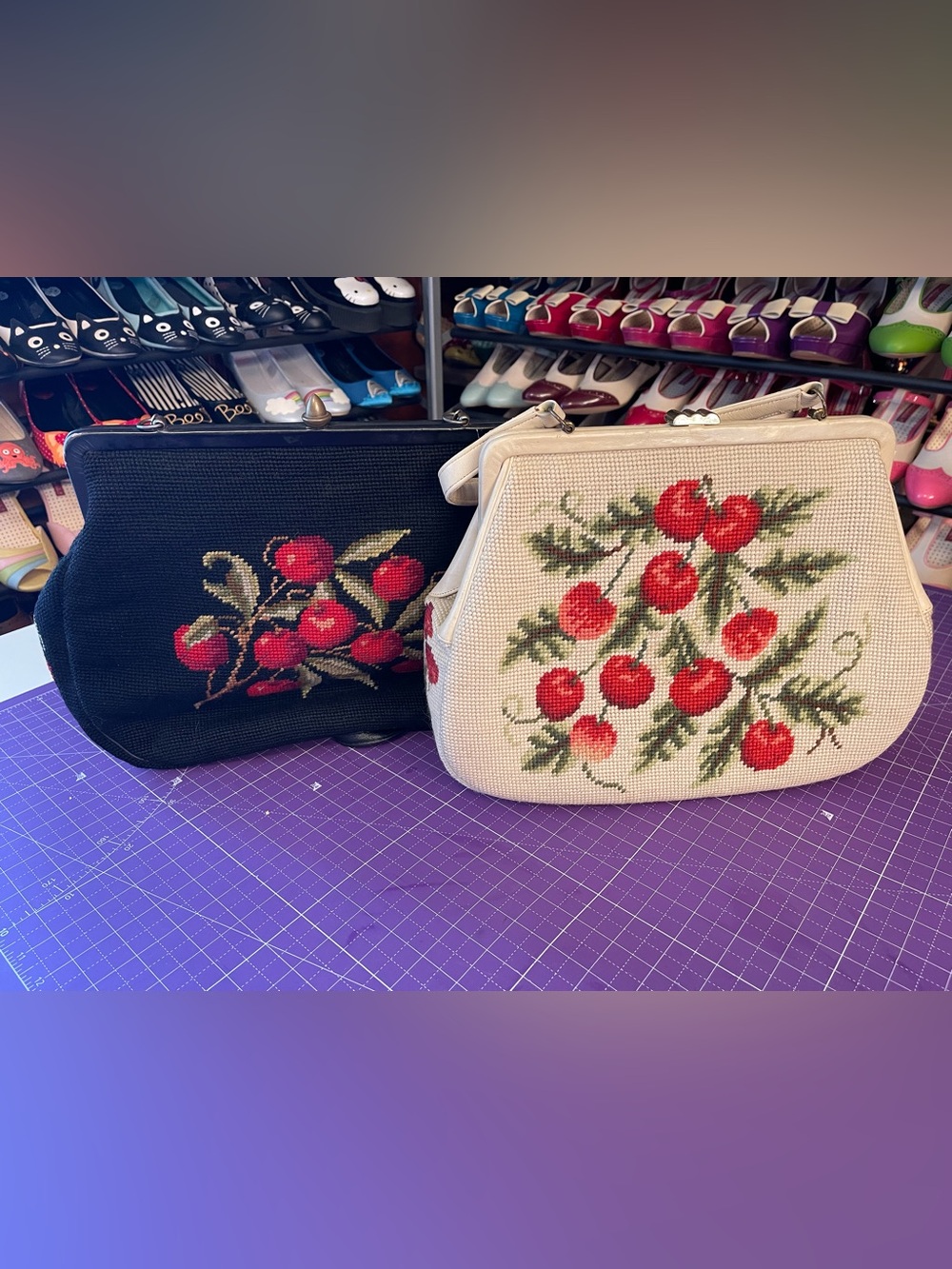 VINTAGE 50’s-60’s Cherry carpet bags